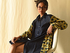Ajrakh Modal Silk & Denim Dress