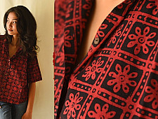 Itr . इत्र | Batik . Cotton Loose Red & Black Shirt | Exclusive