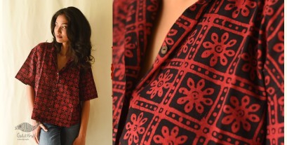 Itr . इत्र | Batik . Cotton Loose Red & Black Shirt | Exclusive