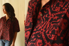 Itr . इत्र | Batik Cotton Loose Red & Black Shirt | Exclusive