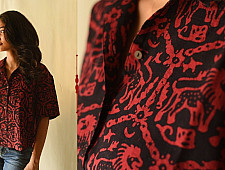 Itr . इत्र | Batik Cotton Loose Red & Black Shirt | Exclusive