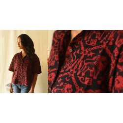 Itr . इत्र | Batik Cotton Loose Red & Black Shirt | Exclusive