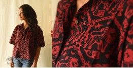 Itr . इत्र | Batik Cotton Loose Red & Black Shirt | Exclusive
