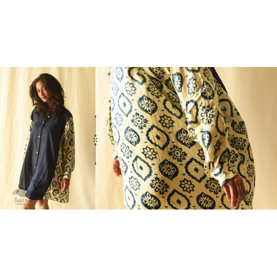 buy Modal Silk Ajrakh Prints & Denim Dress