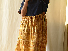 Amaara . अमारा | Denim & Batic Modal Silk Dress