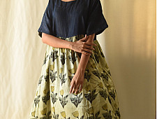 Amaara . अमारा | Batic Modal Silk +  Denim Dress - Pistachio Green