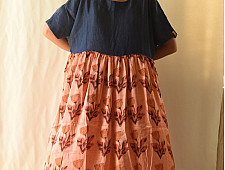 Amaara . अमारा | Batic Block Print ~ Modal Silk + Denim Dress