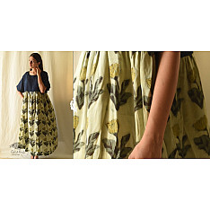 Amaara . अमारा | Batic Modal Silk +  Denim Dress - Pistachio Green
