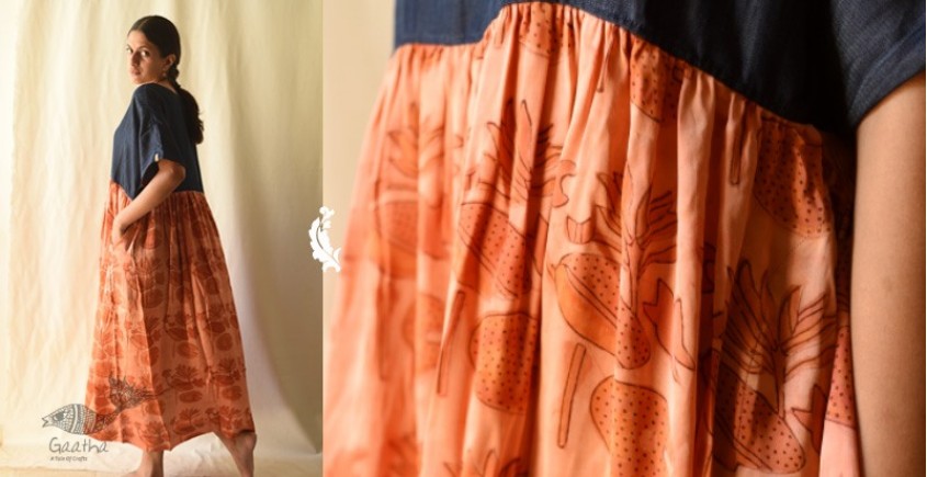 shop Batic Modal Silk +  Denim Long Dress