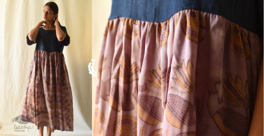 shop Denim And Modal Silk Batic Dress