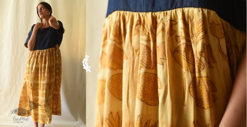 shop Denim & Batic Modal Silk Dress