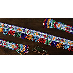 शुभ लाभ ⁂ Glass Bead  Temple ⁂ Temple Toran ( Set of Three ) 