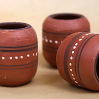 Buy Online Clay Glasses ( Set of three )| Indian craft store