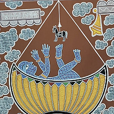 Mandana Art - Painting ~ Yashoda And Bal Gopal ( 11 x 14 inch)