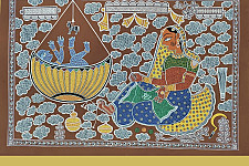 Mandana Art - Painting ~ Yashoda And Bal Gopal ( 2 x 3 Feet )