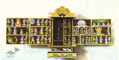 Kathanik . कथनिक ☀ A Wooden Shrine ( Brown with Two Doors - 41 cm) ~ 2