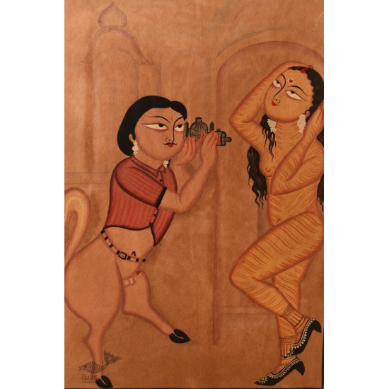 original kalighat painting on handmade canvas