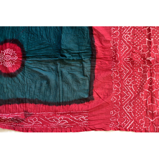 latest collection of cotton bandhni green-red sarees