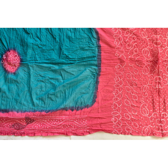 latest collection of cotton bandhni Blue-Peach sarees