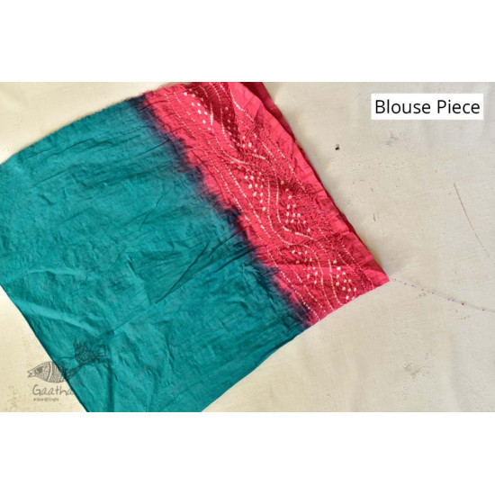 latest collection of cotton bandhni Blue-Peach sarees