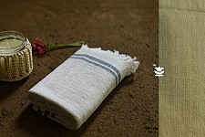 Indulge yourself | Handwoven - Cotton Blue Border Towel 
