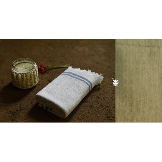 shop organic handspun cotton towel blue-border