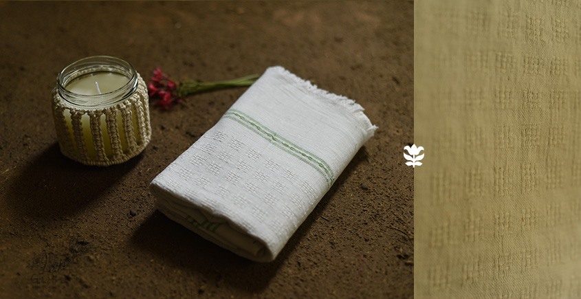 shop organic handspun cotton towel Green Border