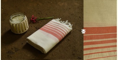 Indulge yourself | Handwoven - Cotton Towel - Red Lines