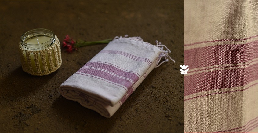shop organic handspun cotton towel With Pink Border