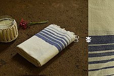 Indulge yourself | Handwoven - Organic Cotton Towel - Blue Lines