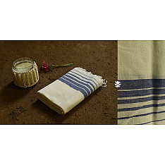 Indulge yourself | Handwoven - Organic Cotton Towel - Blue Lines