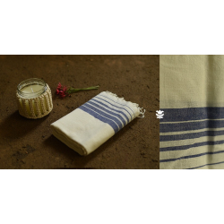 Indulge yourself | Handwoven - Organic Cotton Towel - Blue Lines