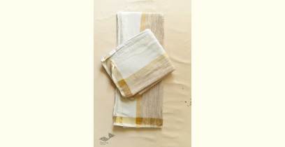 Damodar . दामोदर - Handwoven Cotton & Matla Silk Dhoti Khes With Zari Border