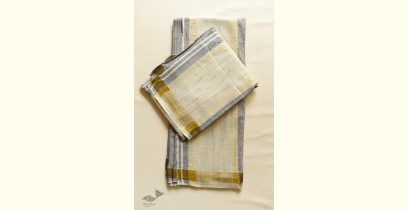Damodar . दामोदर - Handloom Cotton & Matka Silk Dhoti Khes - Grey