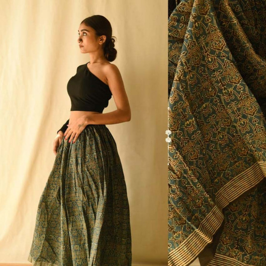 shop Ajrakh Prints Long Skirt / Ghagra With Natural Dyed