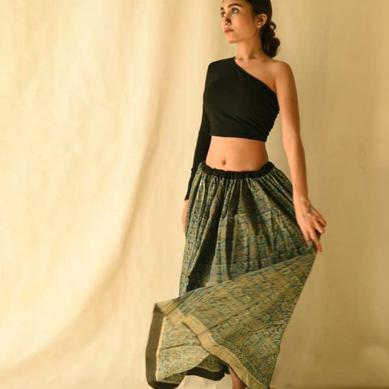 shop Ajrakh Prints Long Skirt / Ghagra With Natural Dyed