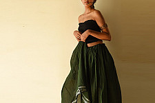 Loom & Light - Handloom Cotton Skirt ~ Green
