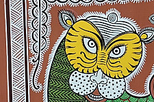 Mandana Art - Painting ~ Four Tigers ( 11 x 14 inch)