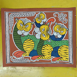 Mandana Art - Painting ~ Four Tigers ( 11 x 14 inch)