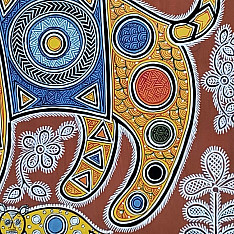 Mandana Art - Painting ~ Tiger ( 11 x 14 inch)