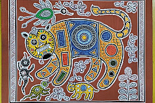 Mandana Art - Painting ~ Tiger ( 11 x 14 inch)