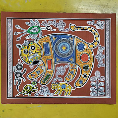 Mandana Art - Painting ~ Tiger ( 11 x 14 inch)