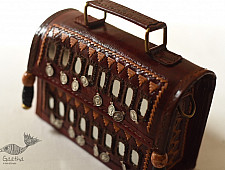 Be Nomadic ~ Kutchi Embroidery & Mirror Work - Leather Handbag / Leather Sling Bag