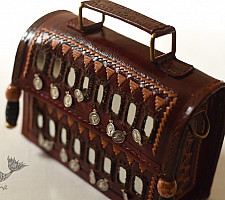 Be Nomadic ~ Kutchi Embroidery & Mirror Work - Leather Handbag / Leather Sling Bag
