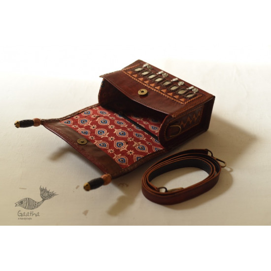 shop Kutchi Embroidery & Mirror Work - Leather Handbag / Leather Sling Bag