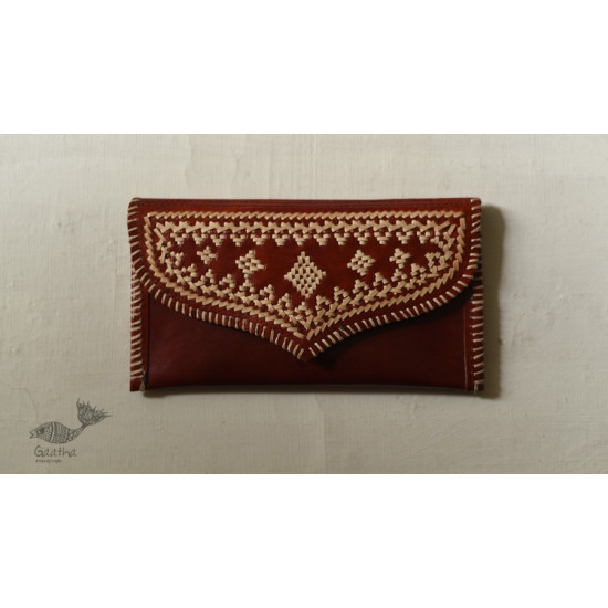 shop Kutchi Leather Embroidered Purse / Wallet