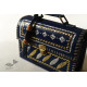 shop Kutchi Leather Sling HandbagKutchi Leather Sling Blue Handbag - With Zari Embroidery