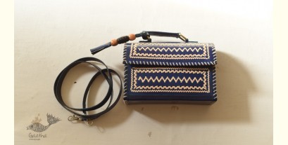 Be Nomadic ~ Kutchi Leather Sling Handbag - Blue