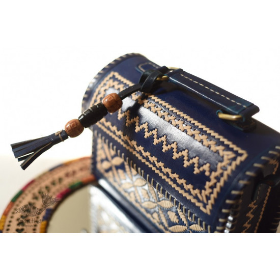 shop Leather Handbag - Kutchi Embroidery With Leather