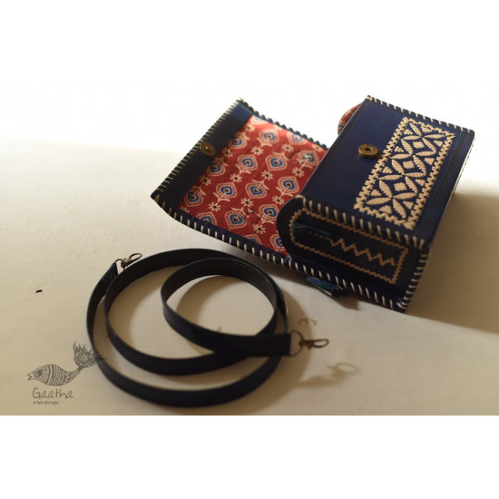 shop Leather Handbag - Kutchi Embroidery With Leather